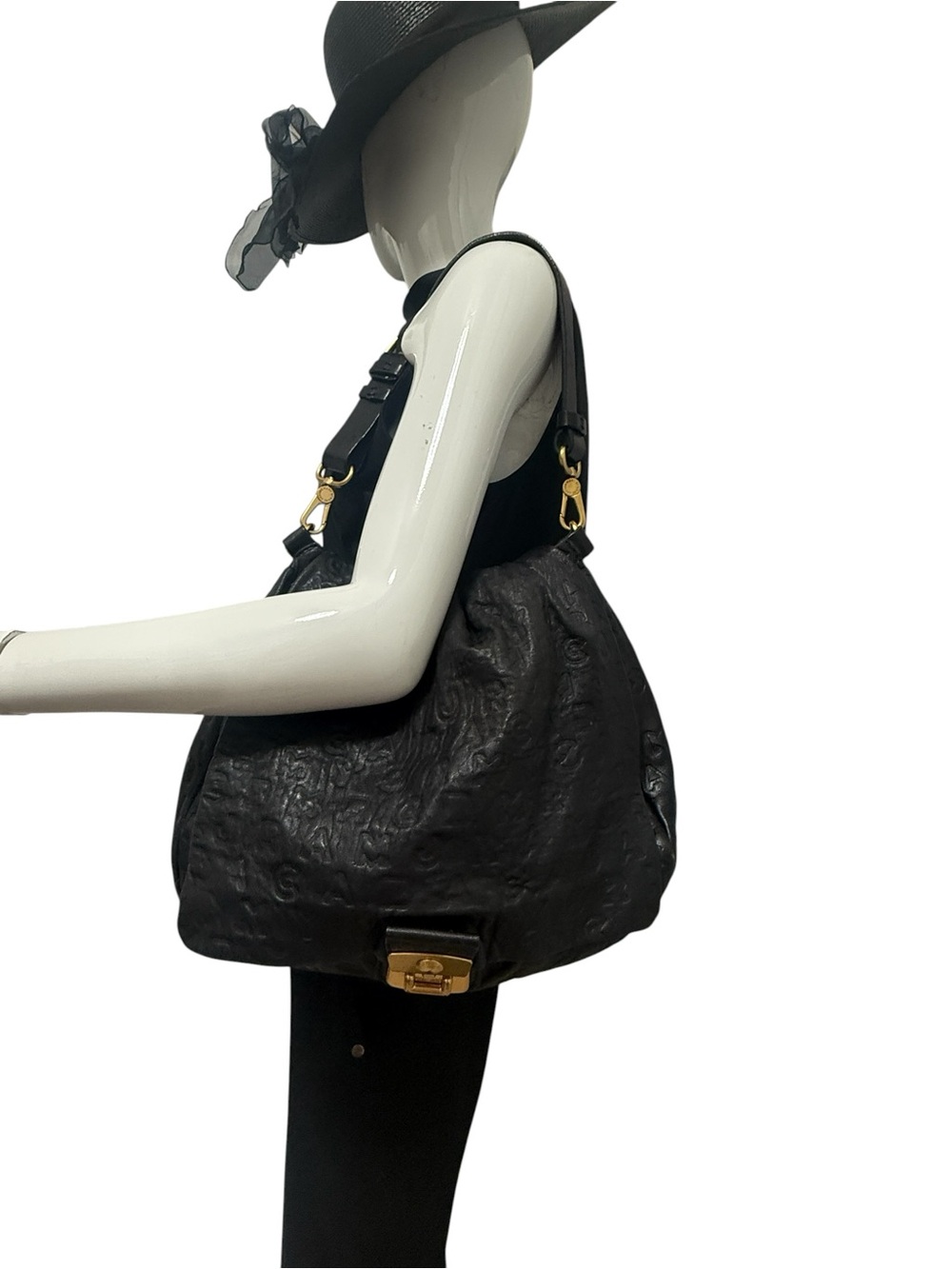 Leather hobo bag, Marc by Marc Jacobs Dreamy Logo Puckered Mouse - Picture 2 of 15